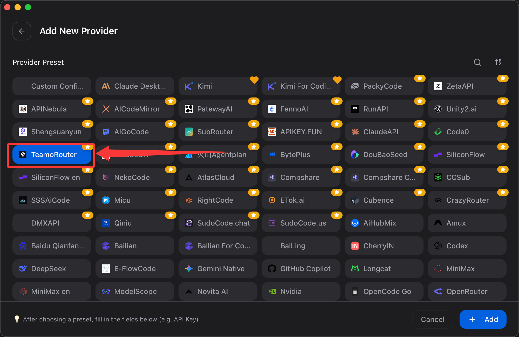 Select Moyi API for Claude Desktop