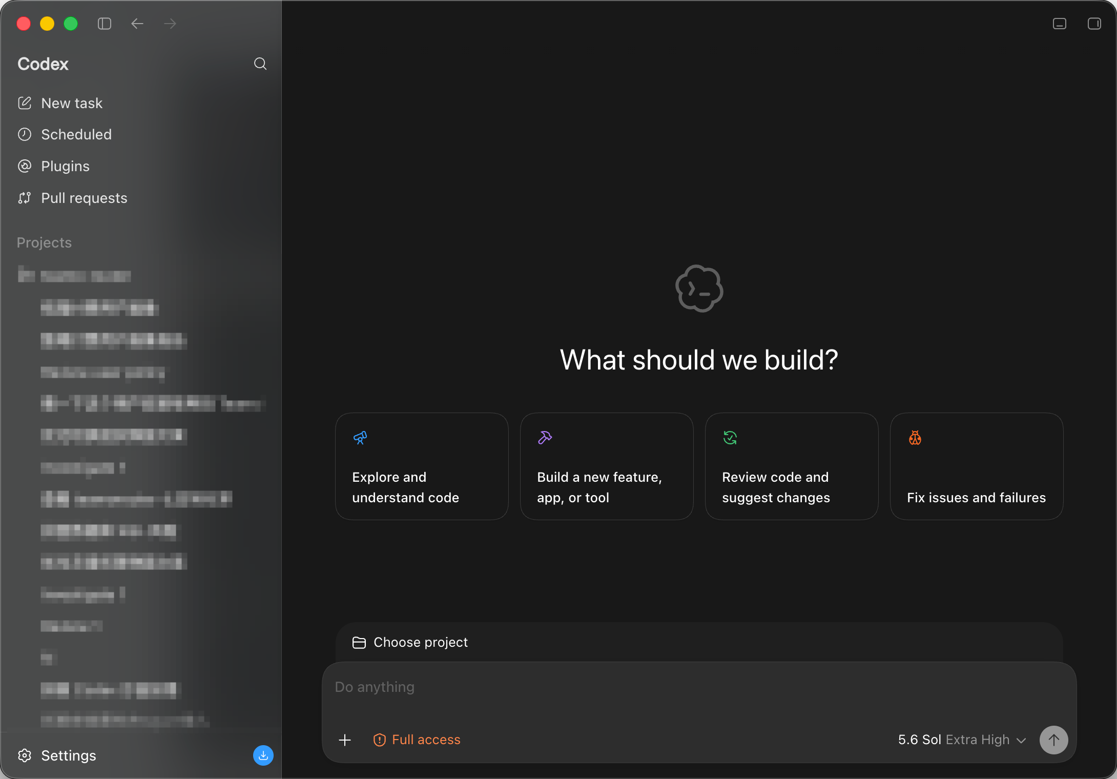 Codex Desktop after connecting to Moyi API.